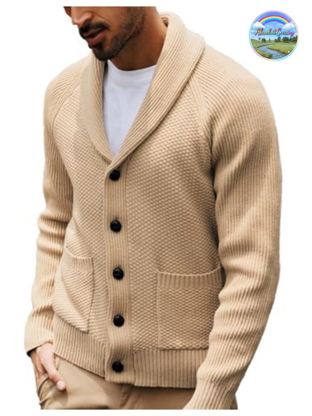 Men's Shawl Collar Cardigan Sweater Button Down Knit Long Sleeve